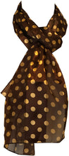 Load image into Gallery viewer, Pamper Yourself Now Brown with Beige Medium spot Thin Pretty Scarf. Lovely with Any Outfit