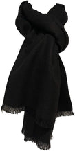 Load image into Gallery viewer, Pamper Yourself Now Black Plain Colour Frayed Edge Men's Long Scarf