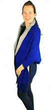 Load image into Gallery viewer, Pamper Yourself Now ltd Ladies Very Stylist Royal Blue and Grey Warm and Cosy Reversible wrap/Cape