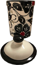 Load image into Gallery viewer, Black, White and red Flower Design Garlic Keeper Pot (4)
