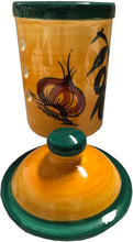 Load image into Gallery viewer, Dark Green with Olive/Garlic Motif Garlic Keeper Pot (6)