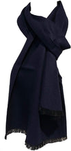 Load image into Gallery viewer, Navy plain colour frayed edge men's long Scarf