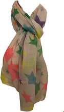 Load image into Gallery viewer, Multi coloured stars thin scarf, great presents/gifts. (blue)