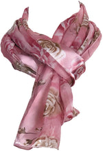 Load image into Gallery viewer, Pamper Yourself Now Big Roses Scarf Shiny Thin Pretty Scarf