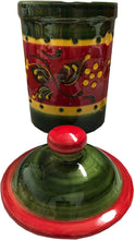 Load image into Gallery viewer, Red and Dark Green Olive Design Garlic Keeper Pot (7)