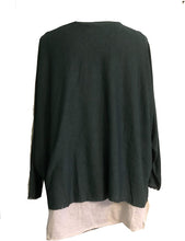 Load image into Gallery viewer, Ladies 2 Piece Layer Plain Top with Necklace with 3/4 Sleeves (A91) - Made in Italy (Emerald Green)