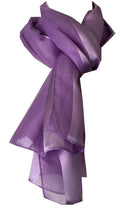 Load image into Gallery viewer, Plain Lilac Faux Chiffon and Satin Style Striped Scarf Thin Pretty Scarf Great for Any Outfit Lovely Gift