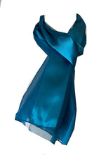 Load image into Gallery viewer, Plain Blue Faux Chiffon and Satin Style Striped Scarf Thin Pretty Scarf Great for Any Outfit Lovely Gift