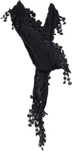 Load image into Gallery viewer, Pamper Yourself Now Dark Grey Jersey lace Trimmed Triangle Scarf Soft Summer Fashion London Fashion Fab Gift