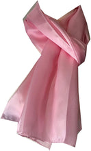 Load image into Gallery viewer, Plain Baby Pink Faux Chiffon and Satin Style Striped Scarf