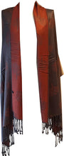Load image into Gallery viewer, Orange and grey mulberry tree pashmina