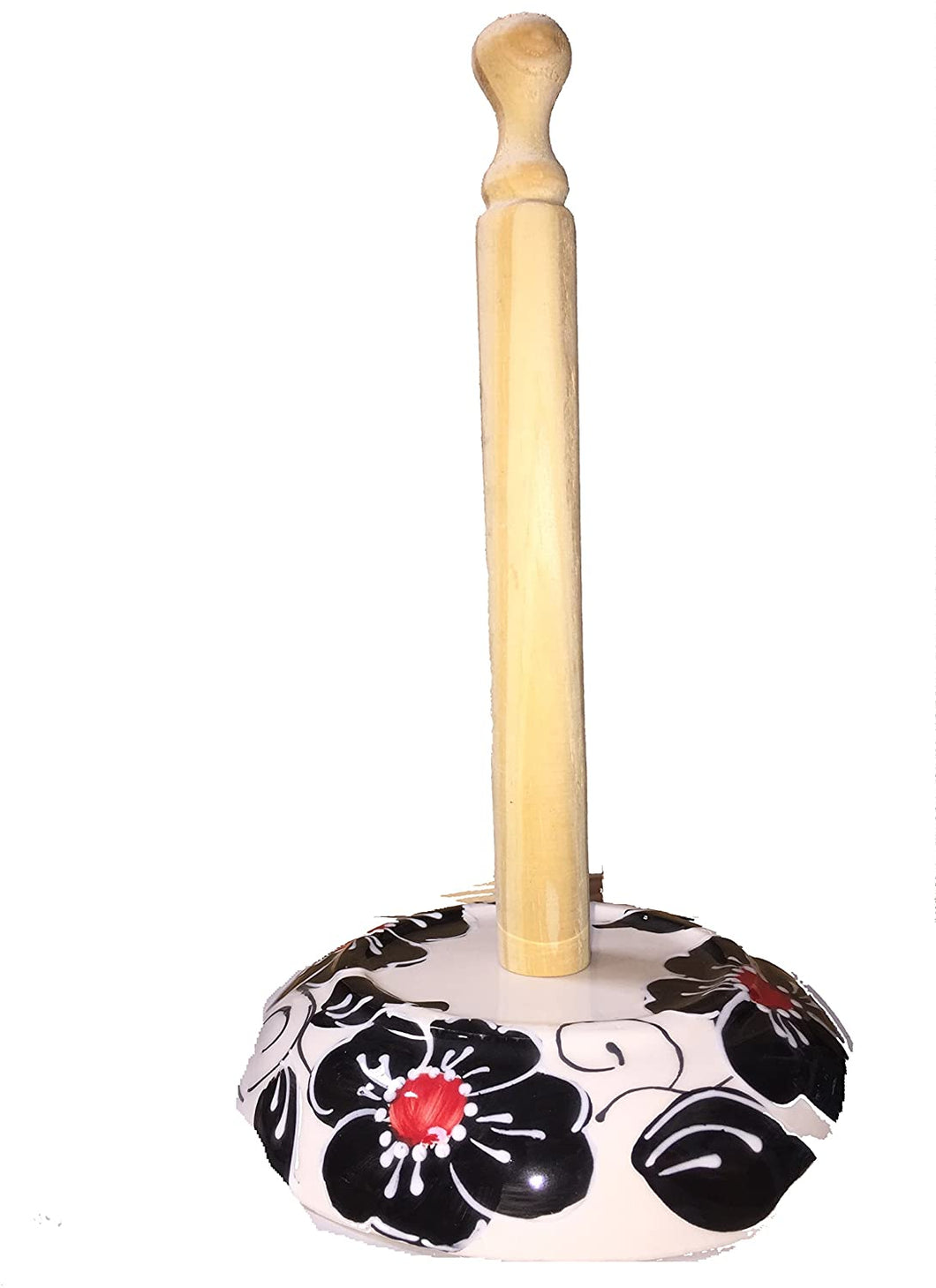 Ceramic black/red flower design Kitchen roll holder (4)
