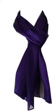 Load image into Gallery viewer, Plain Purple Faux Chiffon and Satin Style Striped Scarf Thin Pretty Scarf Great for Any Outfit