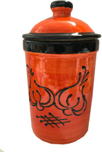 Load image into Gallery viewer, Orange Pot with Black Garlic Motif Garlic Keeper Pot (5)