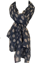 Load image into Gallery viewer, Pamper Yourself Now Blue with White Big spot Scarf/wrap