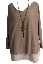 Load image into Gallery viewer, women’s beige layered top with necklace. (A91)