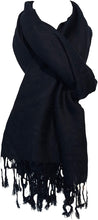 Load image into Gallery viewer, Plain Black Pashmina Style Scarf/wrap
