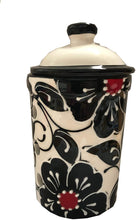 Load image into Gallery viewer, Black, White and red Flower Design Garlic Keeper Pot (4)