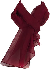Load image into Gallery viewer, Plain Burgundy Chiffon Style Scarf Thin Pretty Scarf Great for Any Outfit Lovely Gift