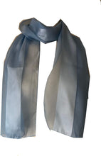 Load image into Gallery viewer, Plain Light Blue Faux Chiffon and Satin Style Striped Scarf Thin Pretty Scarf Great for Any Outfit
