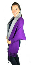 Load image into Gallery viewer, Pamper Yourself Now ltd Ladies Very Stylist Purple and Grey Warm and Cosy Reversible wrap/Cape