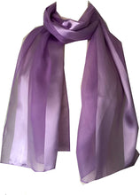Load image into Gallery viewer, Plain Lilac Faux Chiffon and Satin Style Striped Scarf Thin Pretty Scarf Great for Any Outfit Lovely Gift