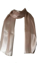 Load image into Gallery viewer, Plain Beige Faux Chiffon and Satin Style Striped Scarf Thin Pretty Scarf Great for Any Outfit Lovely Gift
