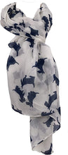 Load image into Gallery viewer, Pamper Yourself Now Yellow with Blue Scottie Dogs, Long Scarf, Soft Ladies Fashion London