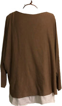Load image into Gallery viewer, Ladies 2 Piece Layer Plain Top with Necklace with 3/4 Sleeves (A91) - Made in Italy (Camel)