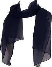 Load image into Gallery viewer, Plain Navy Chiffon Style Scarf Thin Pretty Scarf Great for Any Outfit Lovely Gift