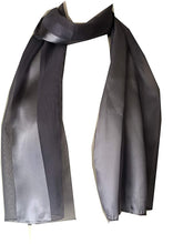 Load image into Gallery viewer, Plain Light Grey Faux Chiffon and Satin Style Striped Scarf Thin Pretty Scarf Great for Any Outfit