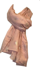 Load image into Gallery viewer, Pamper Yourself Now Baby Pink with Silver Dandelion Design Long Scarf