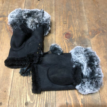 Load image into Gallery viewer, Black Faux Fur gloves
