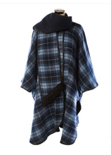 Load image into Gallery viewer, Navy blue tartan Reversible wrap