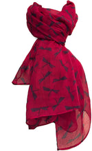 Load image into Gallery viewer, Pamper Yourself Now Fuchsia Pink with Grey Dragonfly Fashion Long Soft wrap/Sarong