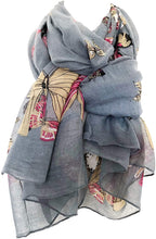 Load image into Gallery viewer, Pamper Yourself Now Grey Scarf with Big and Small Butterflies
