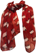 Load image into Gallery viewer, Pamper Yourself Now Red Sheep Design Long Scarf, Great for Presents/Gifts for Sheep Lovers.