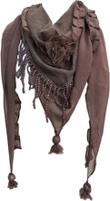 Load image into Gallery viewer, Pamper Yourself Now Brown with Small Rose and Chiffon lace Trim Triangle Scarf