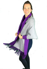 Load image into Gallery viewer, Pamper Yourself Now ltd Ladies Very Stylist Purple and Grey Warm and Cosy Reversible wrap/Cape