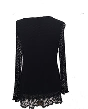 Load image into Gallery viewer, Pamper Yourself Now ltd Ladies Black Crochet lace Long Sleeve top.Made in Italy (AA4)