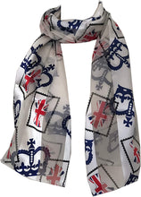Load image into Gallery viewer, cream with blue crown and union jack scarf