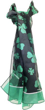 Load image into Gallery viewer, Pamper Yourself Now Big Black with Green Four Leaf Clover Scarf Thin Pretty Scarf