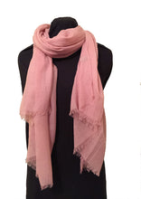 Load image into Gallery viewer, Baby pink plain soft long Scarf/wrap with frayed edge
