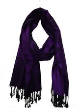 Load image into Gallery viewer, Purple with black butterflies Pashmina Style Scarf Lovely Summer wrap