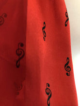 Load image into Gallery viewer, Pamper Yourself Now Red Treble Clef Striped Music Shiny Thin Pretty Scarf