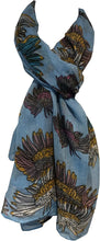 Load image into Gallery viewer, Light blue colourful daisy scarf Lovely soft scarf