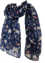 Load image into Gallery viewer, Pamper Yourself Now Blue North Pole Design with Polar Bears, Penguin and Seals Christmas Long Scarf