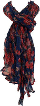 Load image into Gallery viewer, Navy with red and Pink Floral Patterned Scarves Ladies Retro Vintage Fashion Style New Gift