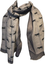 Load image into Gallery viewer, Ladies Husky dog long scarf with frayed edge. Great present/gift for dog lovers.