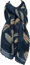 Load image into Gallery viewer, Pamper Yourself Now Blue with Coloured Big Dragonfly Design Scarf Lovely Soft Scarf Fantastic Gift